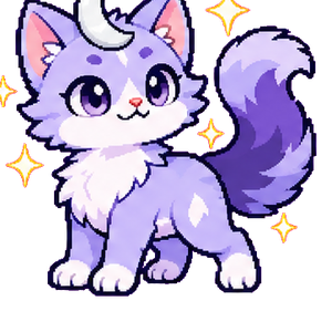 Lunaire, a dreamy lavender Mythkit with a crescent moon horn
