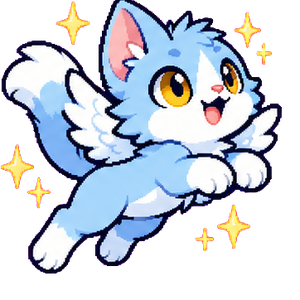 Skypaw, a sky-blue Mythkit with small feathered wings