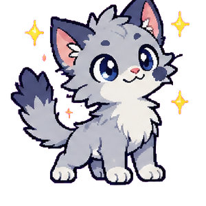 Smudgit, a fuzzy grey kitten with ink-dark ear tips